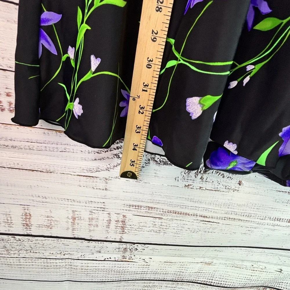Blair Plus Size Swimsuit Black Floral Plus Size 26W Skirt One Piece Tummy Panel